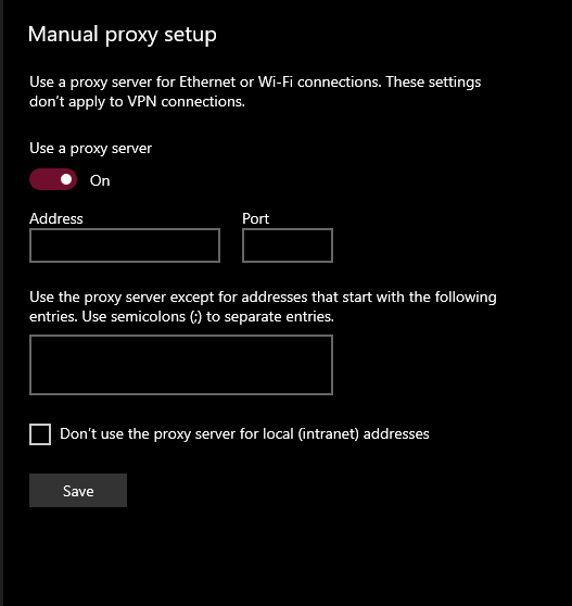 proxy settings