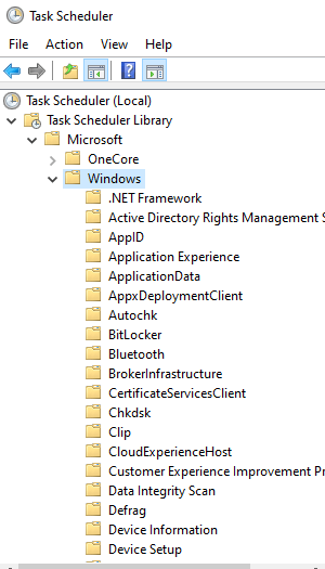 window tap on Task Scheduler