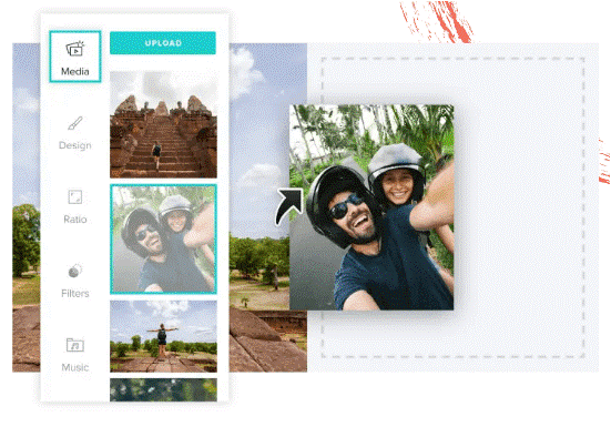 Add Photos and video clips on Animoto