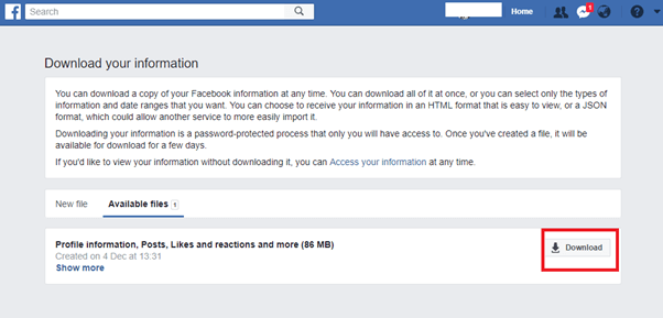 Download Your Information