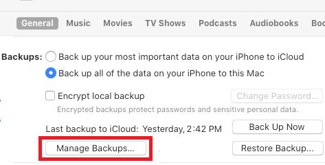 Manage Backups