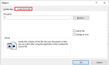 Object dialog box that prompts click