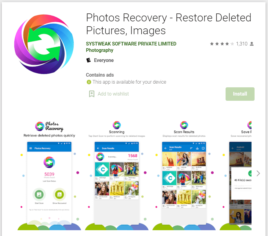 Photos Recovery - Restore Deleted Pictures, Images