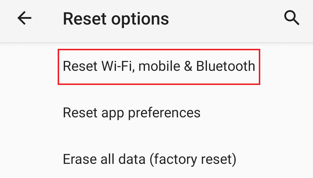 Reset Wi-Fi,