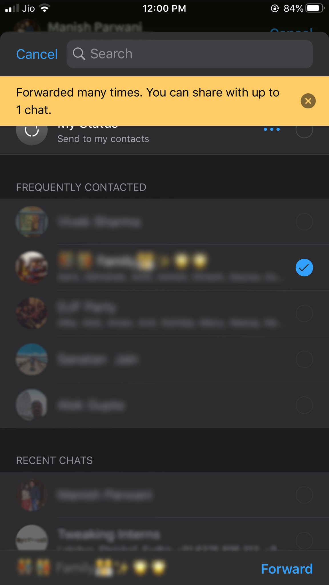 Whatsapp forward limit