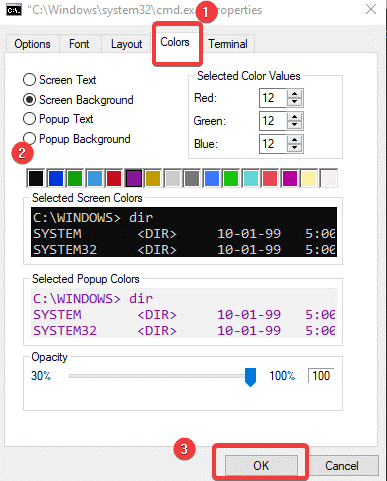 Choose the background text color