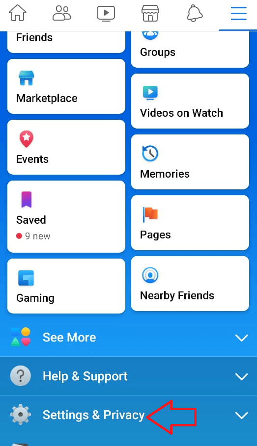 Click on setting and privacy of Facebook App