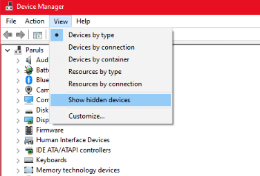 Device Manager option