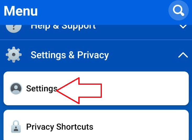 Open Setting Option on Facebook App
