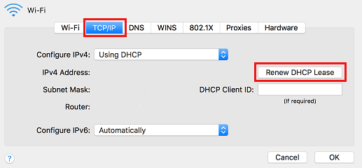 Renew DHCP lease Button