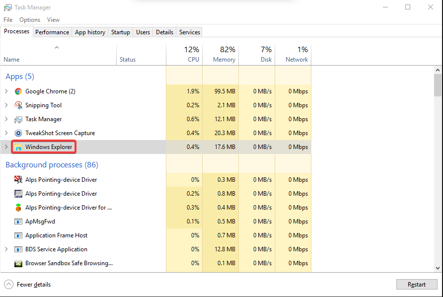 Restart The Windows Explorer