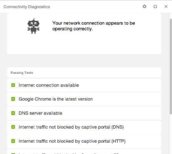 Run Chrome Connectivity Diagnostic App