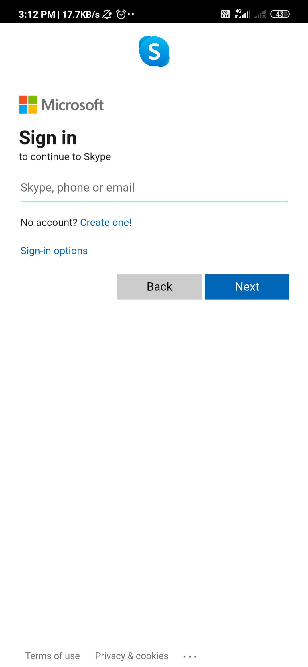 Sign in with microsoft account