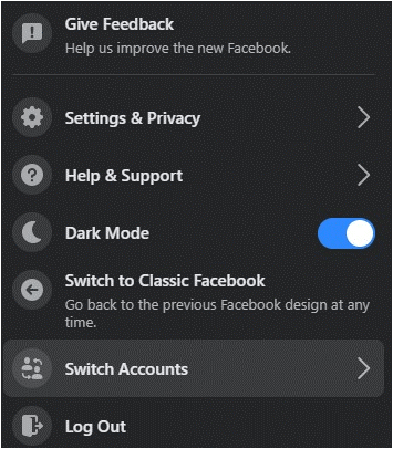 Switch Facebook Accounts On New Facebook