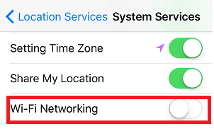 Turn off Location service for wi-fi