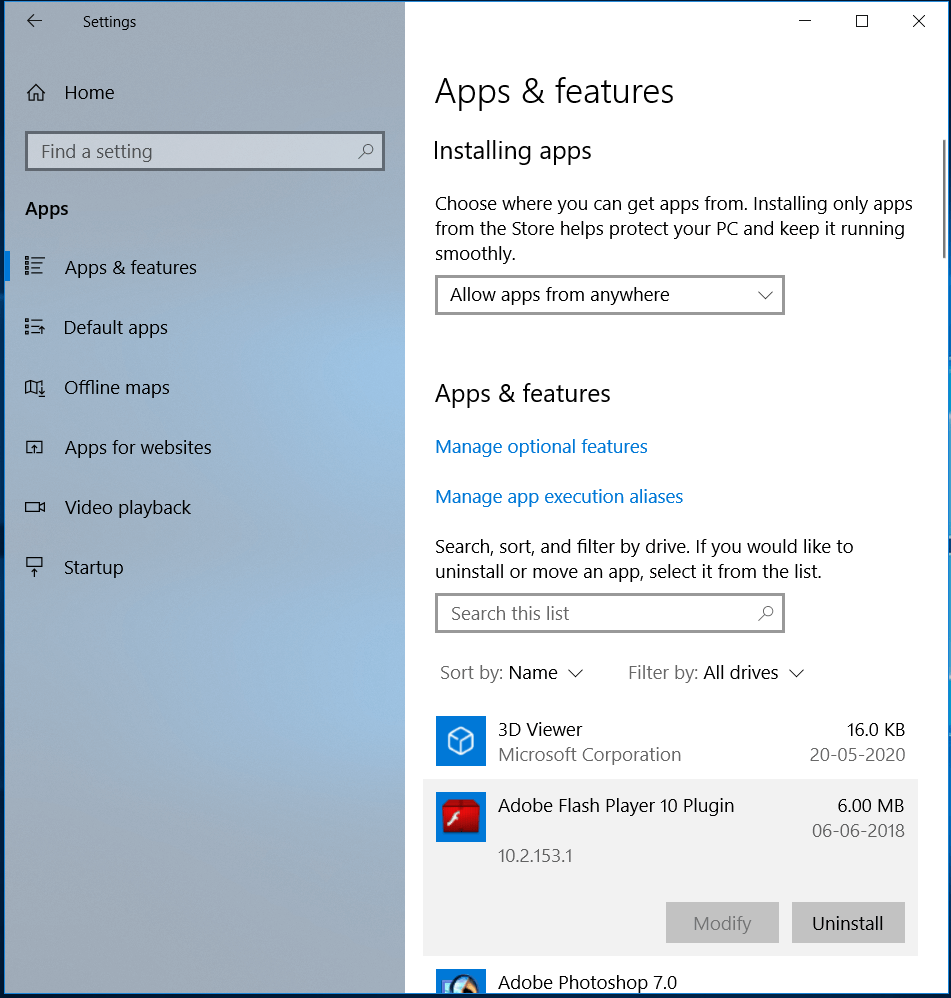 Uninstall unnecessary apps & programs