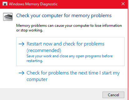 Windows memory Dignostic