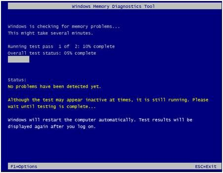 Windows memory dignostic tool