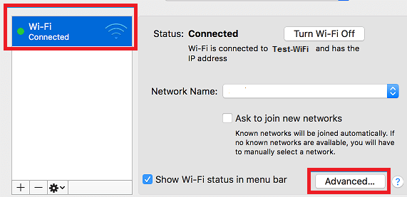 click on adanced option of connected wifi
