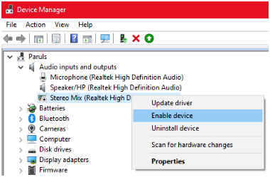 device manager enable device