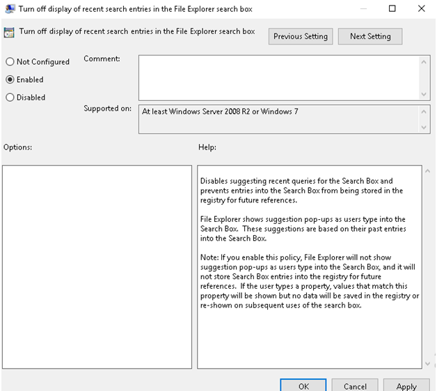 file explore setting
