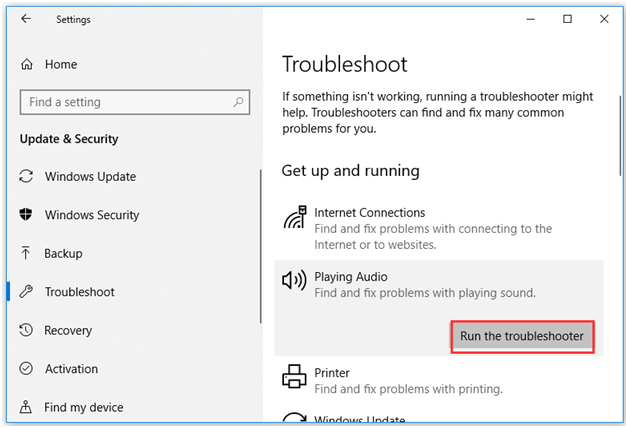 run troubleshoot