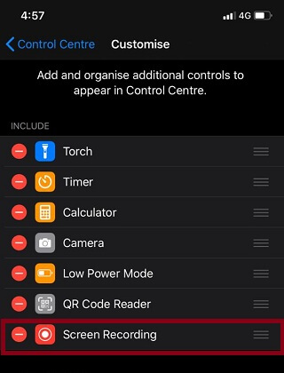 screen recording in Apple Phone
