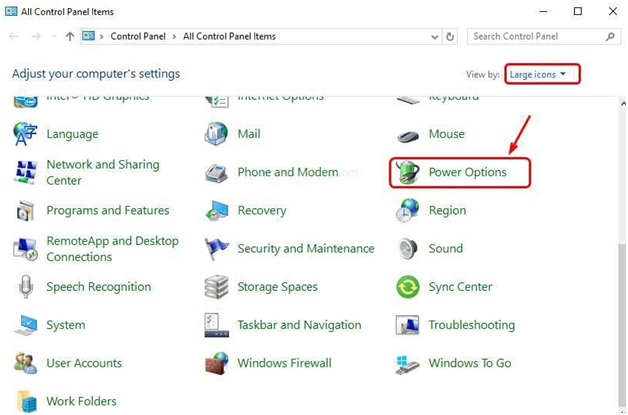windows control panel items