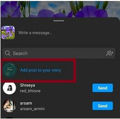 Add Post to your story