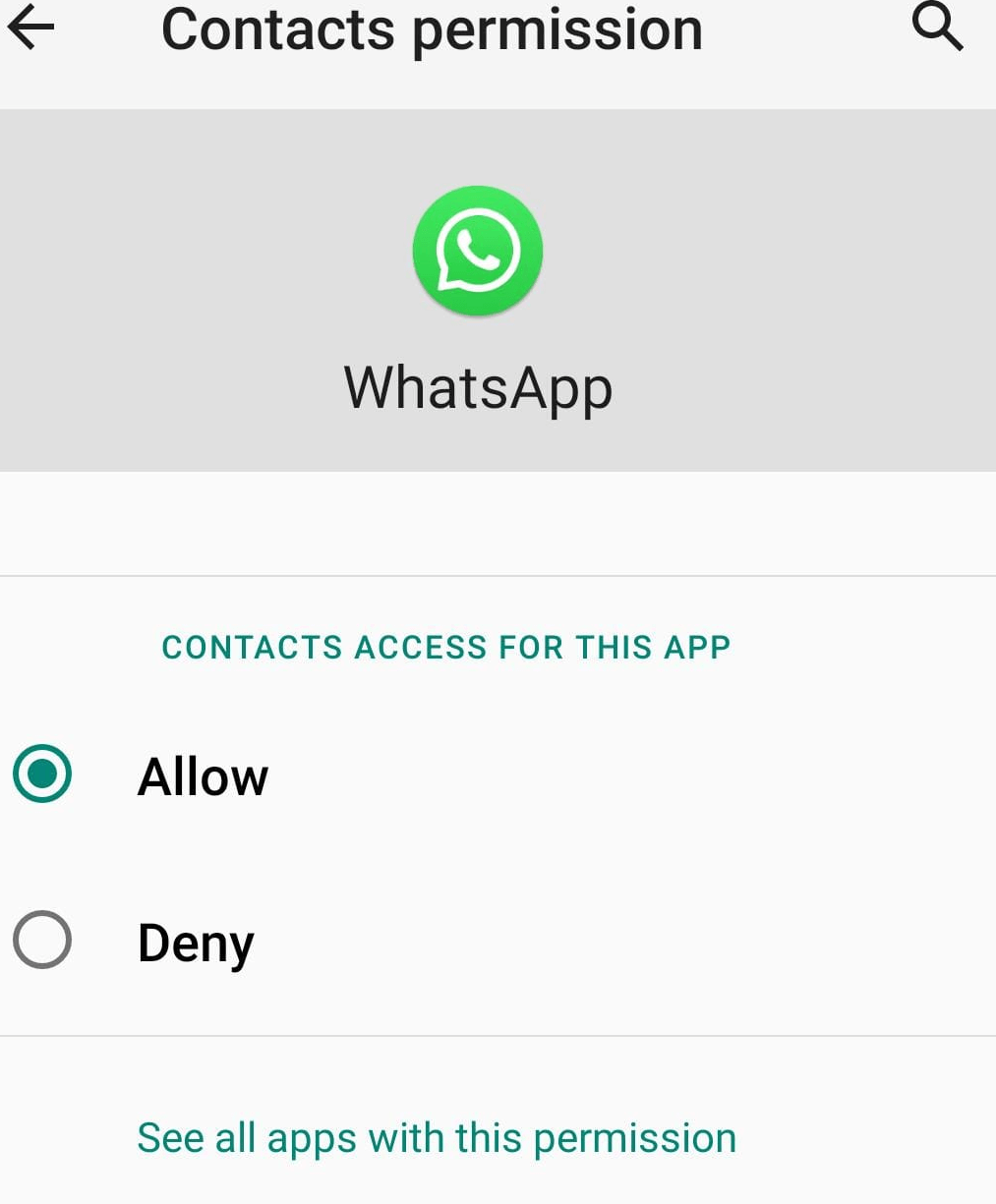 Allow Whatsapp to access Contacts