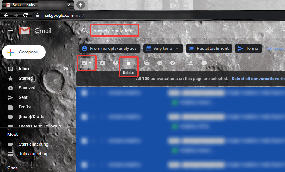 Delete Emails by Gmail Search