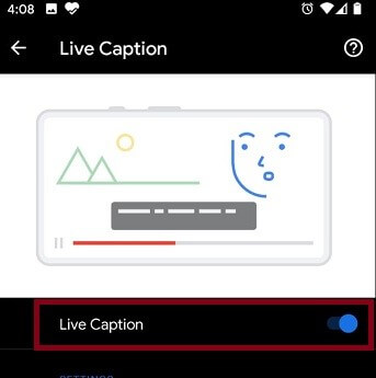 Enable Live Caption Option