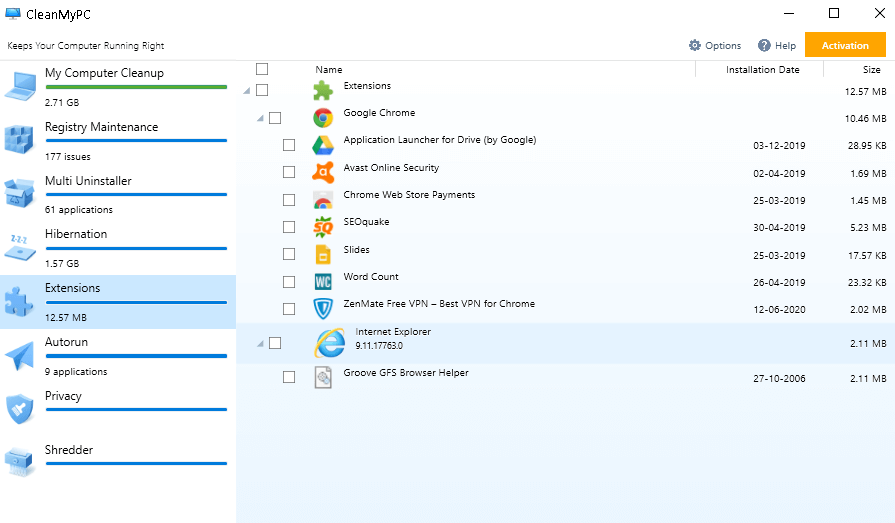 Extension on CleanMyPC