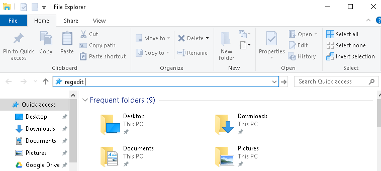 File Explorer To Open Windows 10 Registry Editor