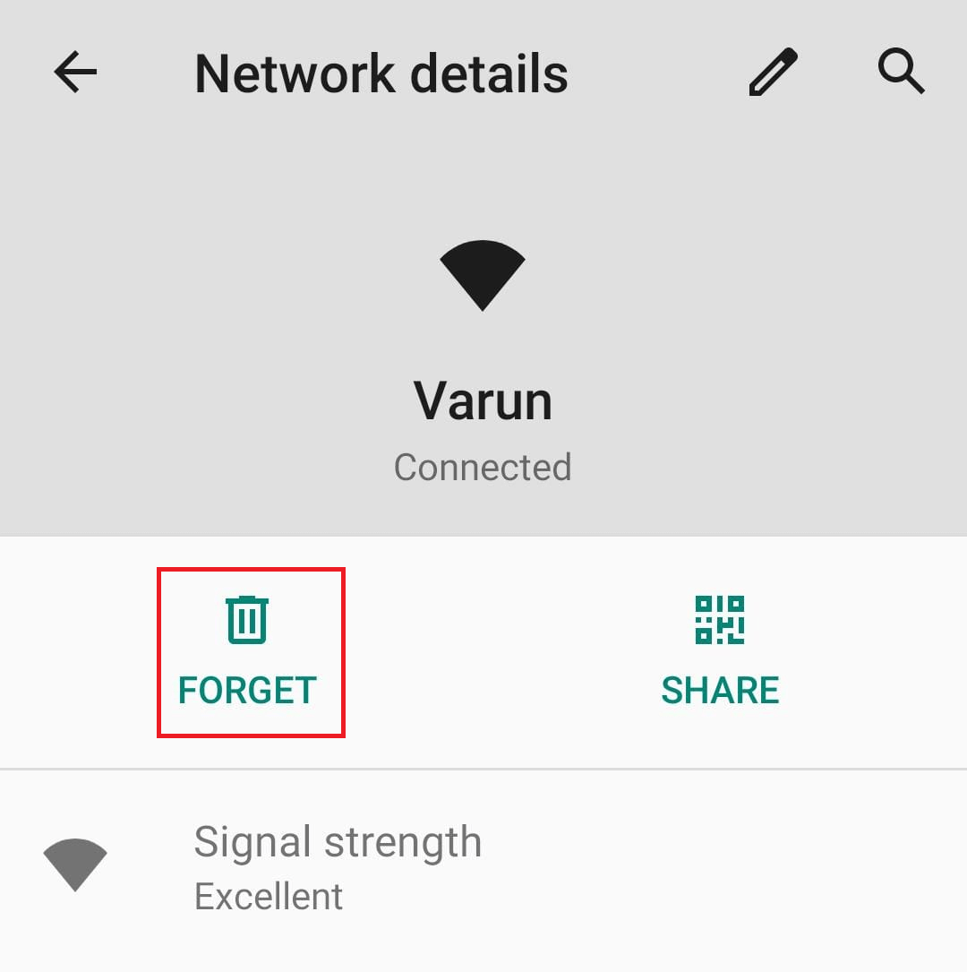 Forget Wi-fi network