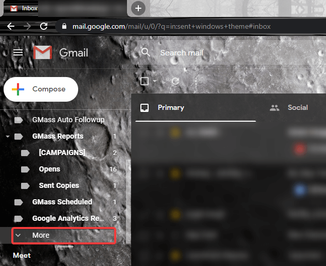 Gmail more options