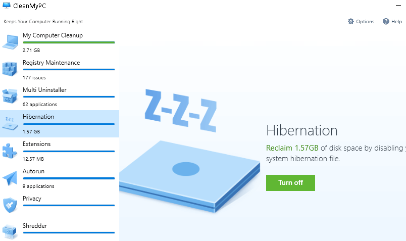Hibernation on CleanMyPC