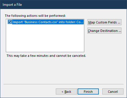 Import CSV file in Outlook