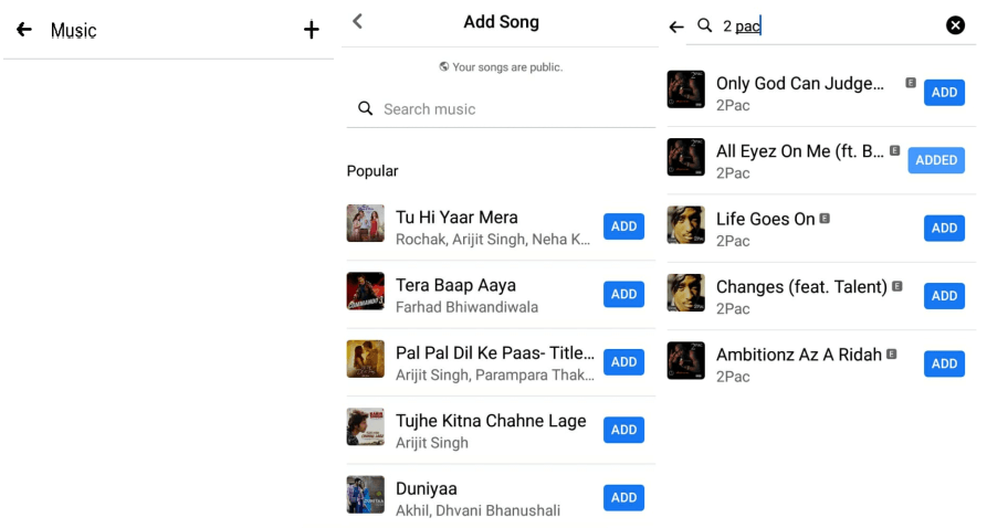 List of Songs on Facebook