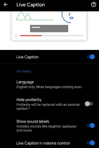 Live Caption in Volume Control