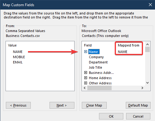 Map contact details mapped