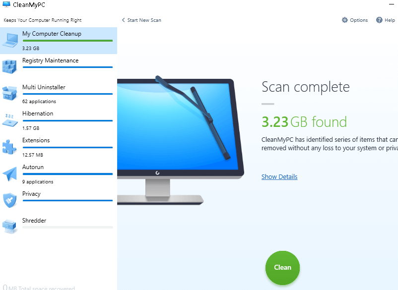 My Computer Cleanup Result- CleanMyPC