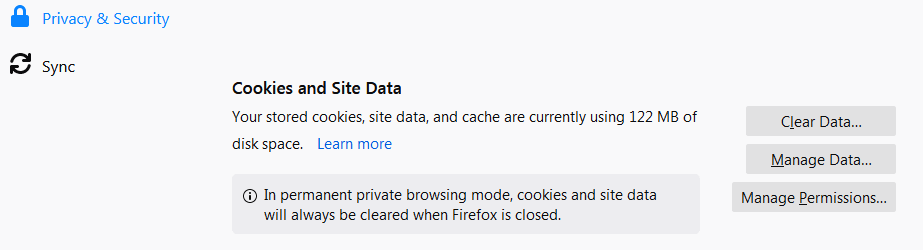 Privacy and Policy - Cookies and Site Data
