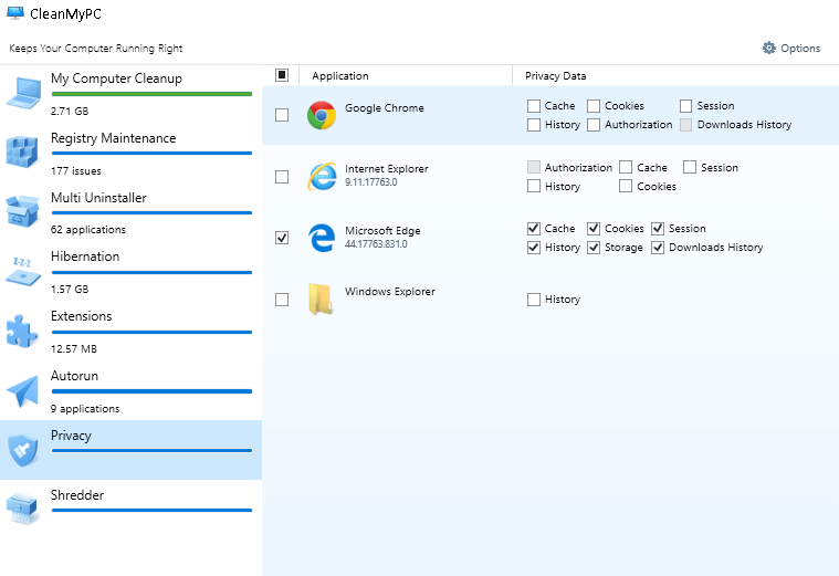 Privacy on CleanMyPC
