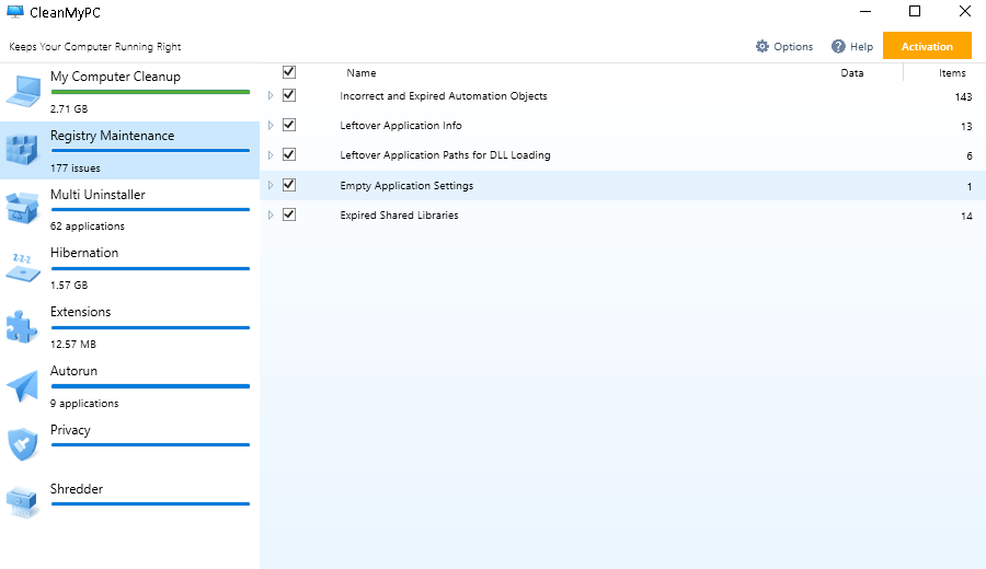 Registry Maintenance on CleanMyPC