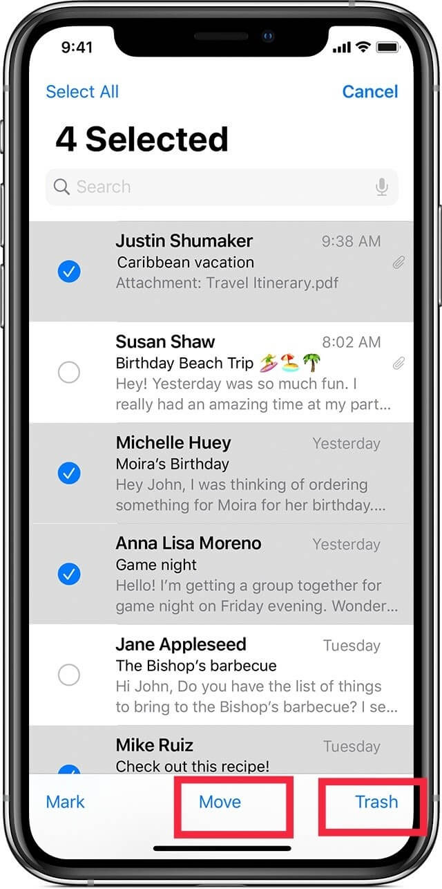 Remove Multiple Email Messages On iPhone