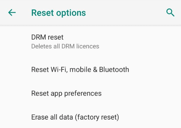 Reset Options