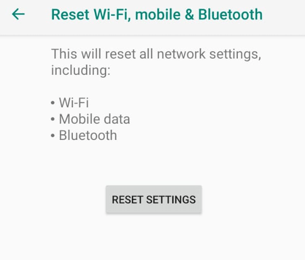 Reset Wi-fi, mobile and bluetooth
