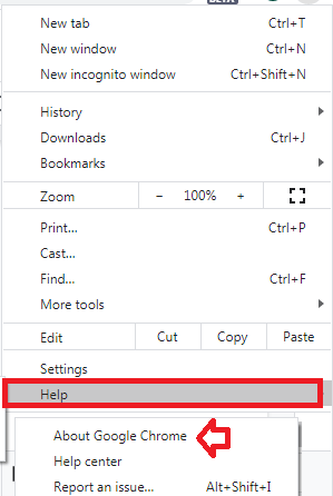 Select About Google Chrome