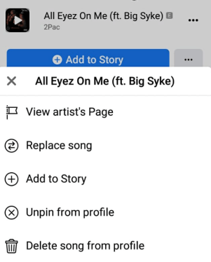 Select your Facebook Profile to add song